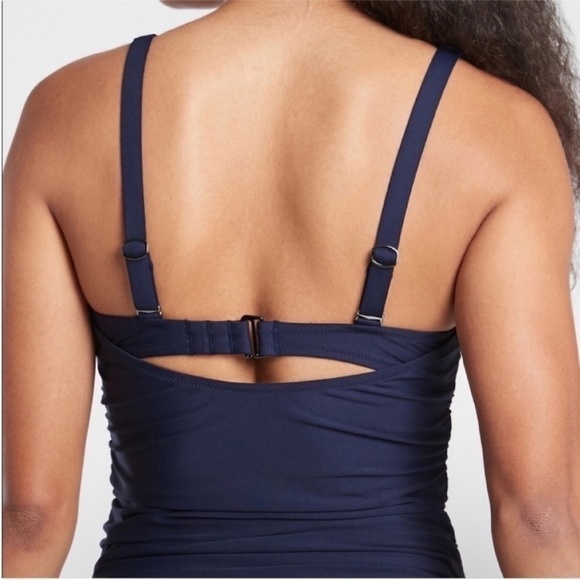 Athleta Navy Square Neck Bra Cup Tankini Top - Picture 2 of 9